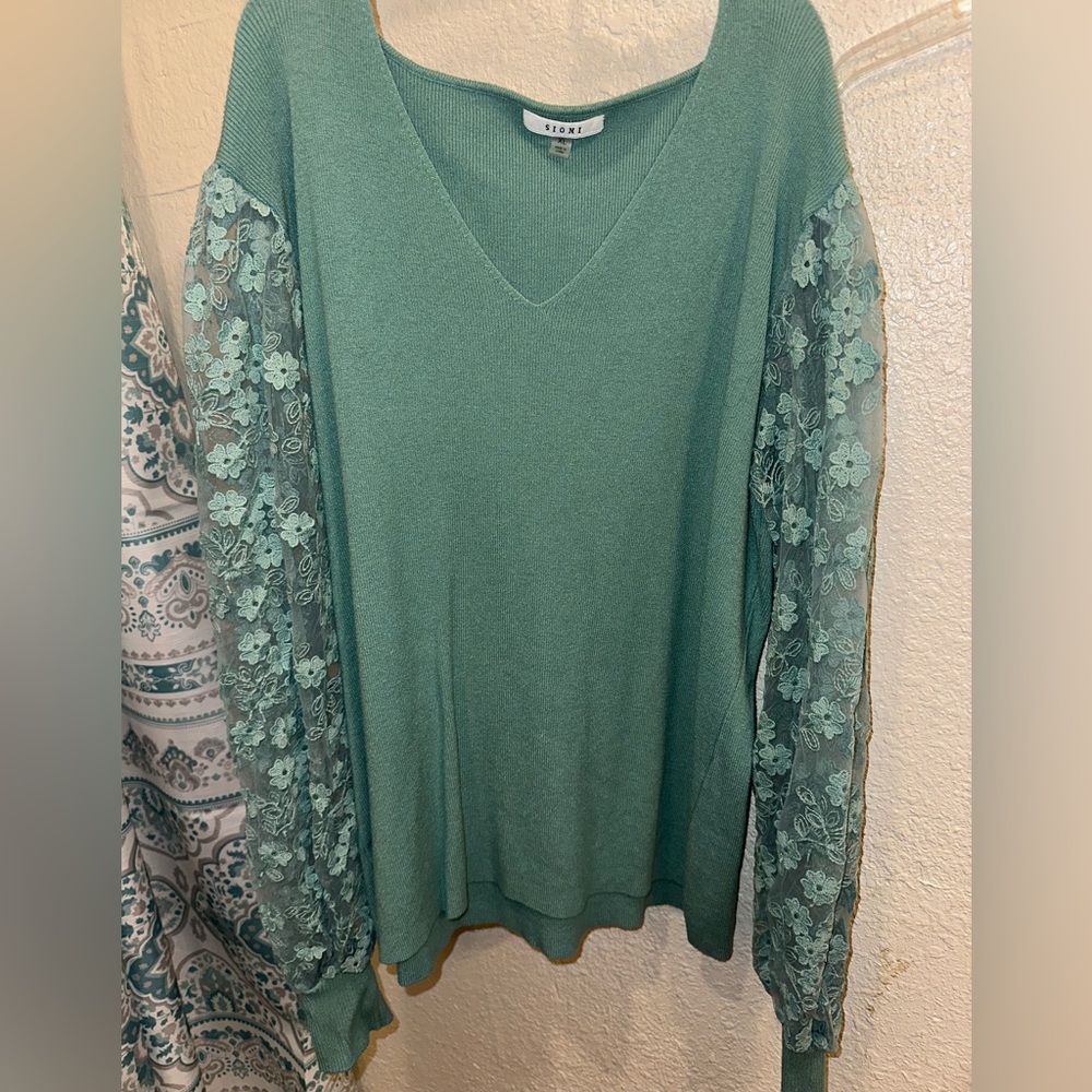 Mint green fall sweater